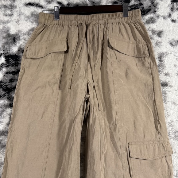 Madewell Straight Cargo Softdrape Pants Womens Small Brown Pull‎ On Drawstring - Picture 3 of 16